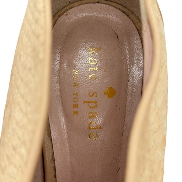 Kate Spade Inella Bootie Heel Women’s 8 Beige Lace Up Peep Toe Snakeskin Leather - Picture 12 of 12